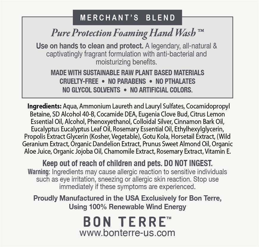 Merchants Blend Pure Protection Foaming Hand Wash — 12FL. OZ